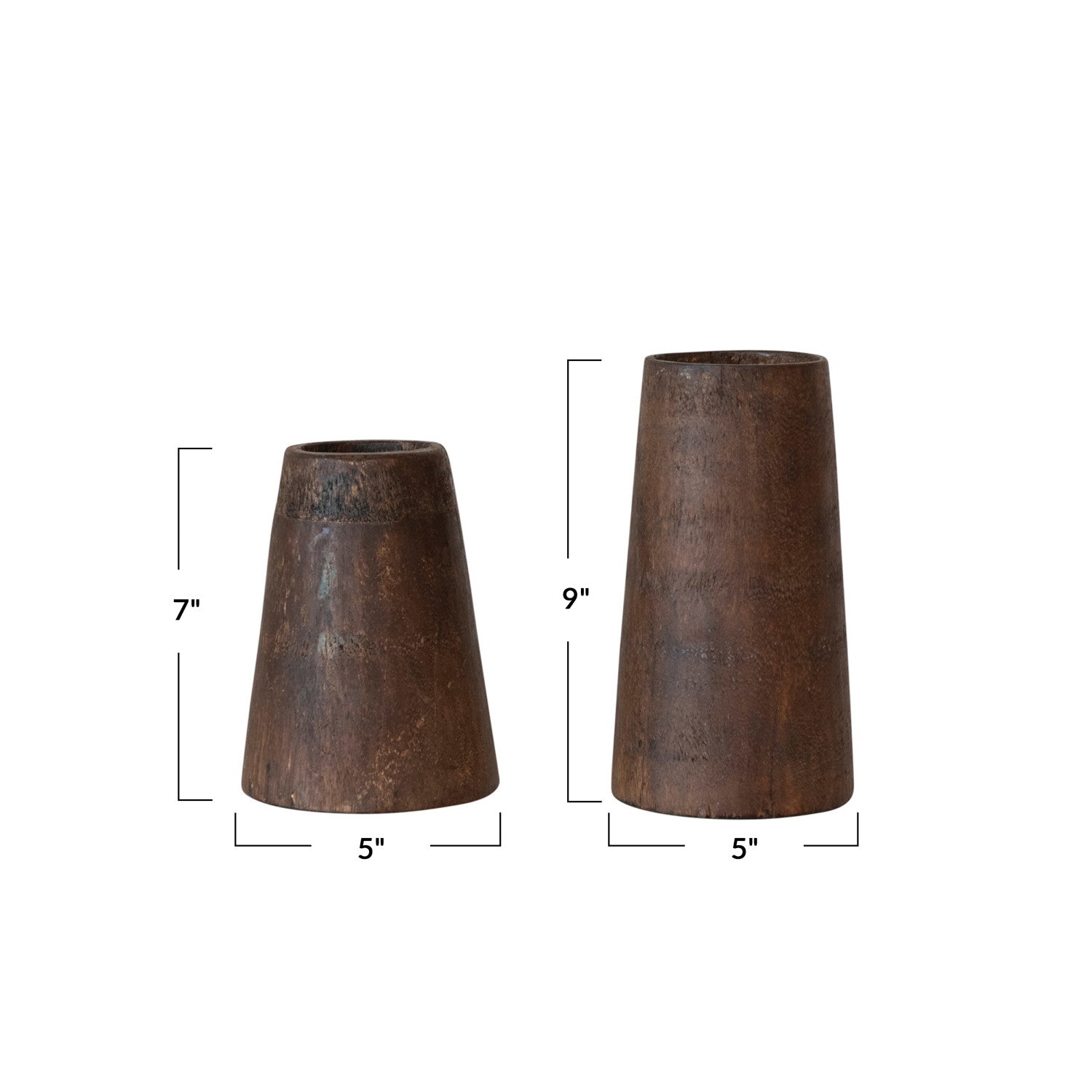Wood Vases, S/2