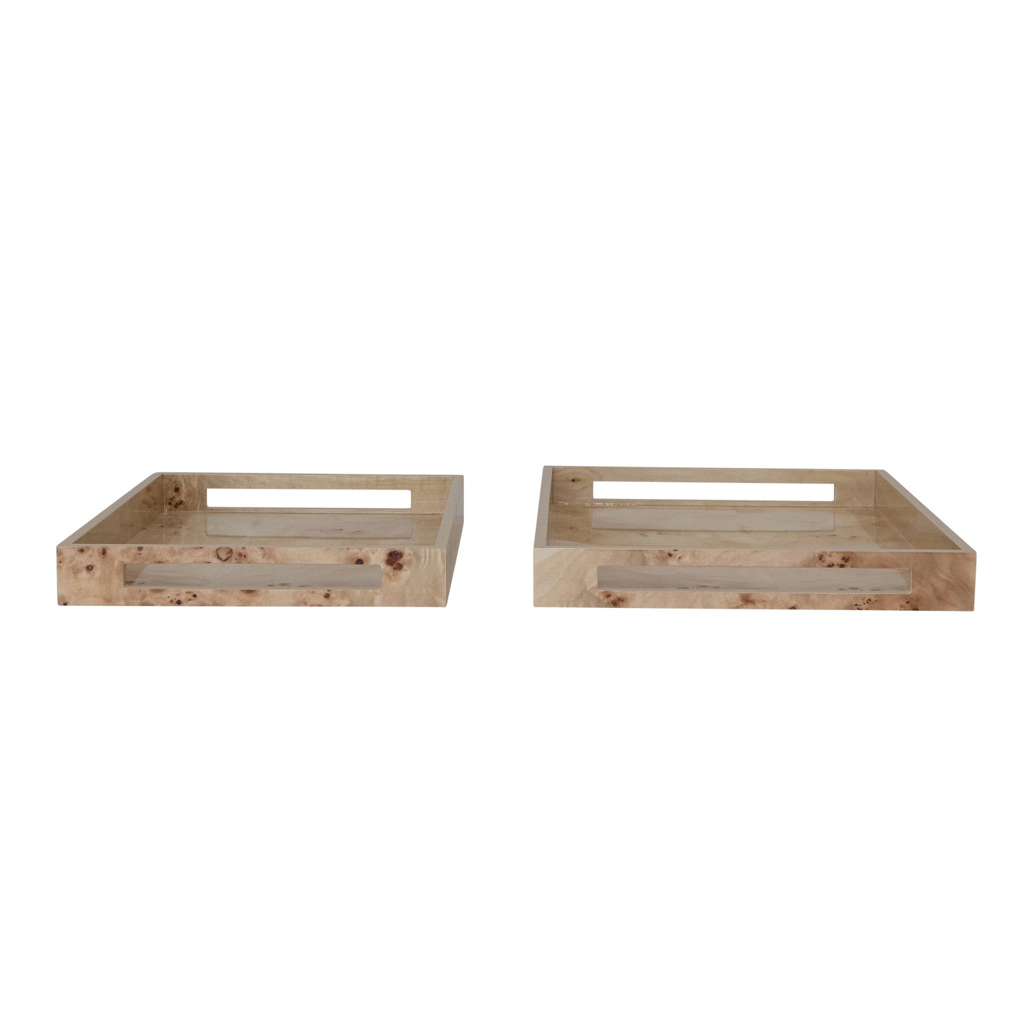 Burl Wood Tray Set
