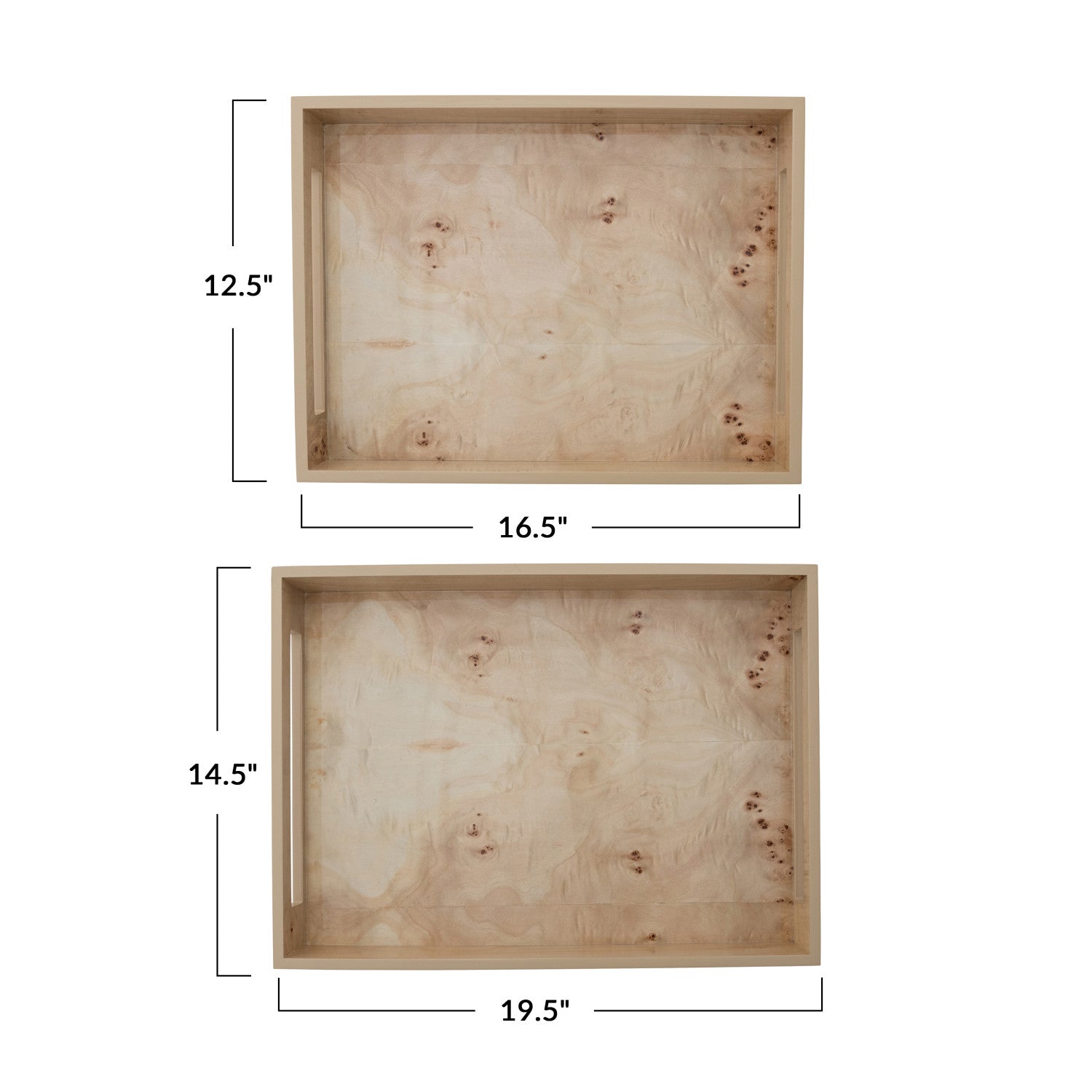 Burl Wood Tray Set
