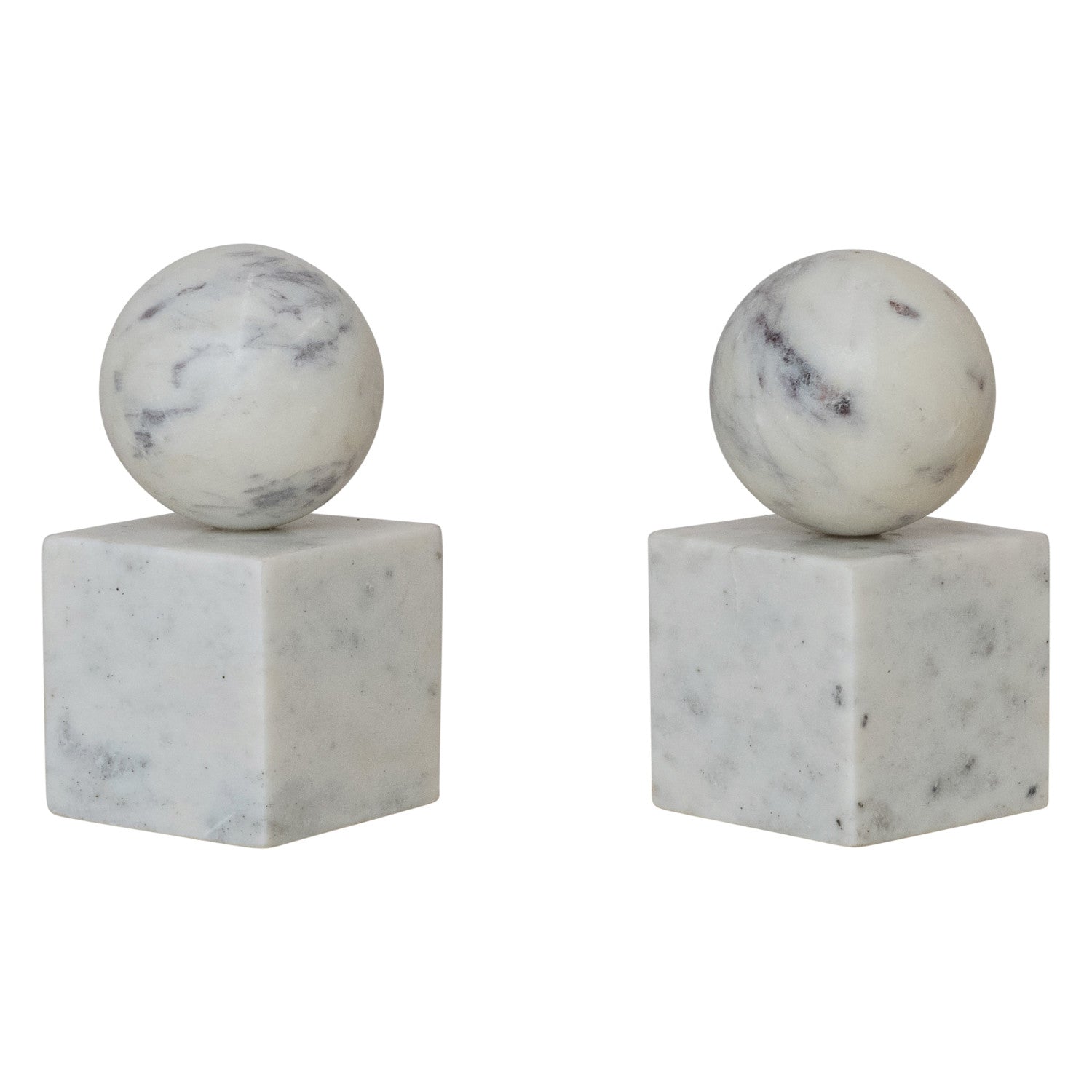 Marble Geometric Bookends, Set of 2