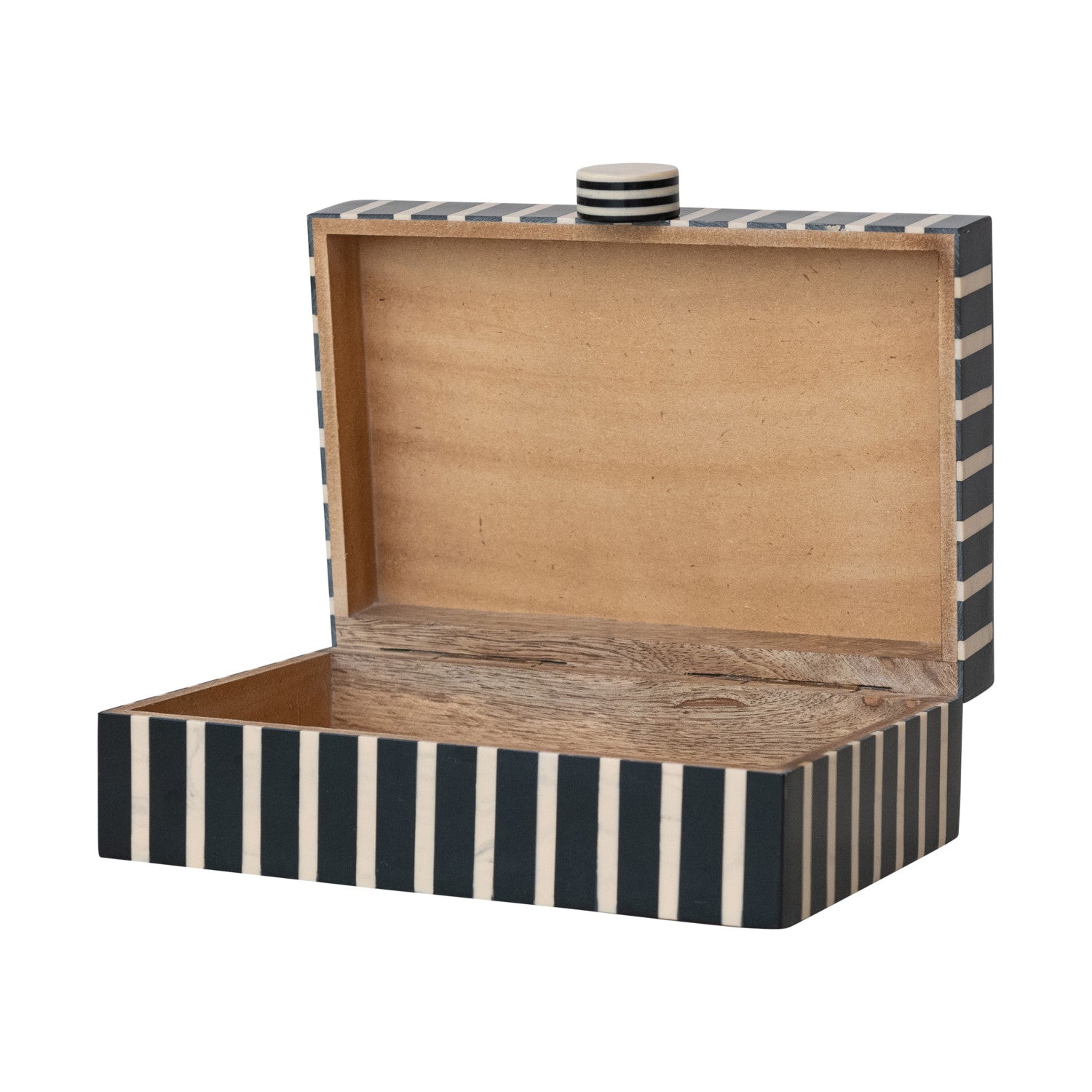 Handmade Mango Wood & Resin Striped Box w/ Knob