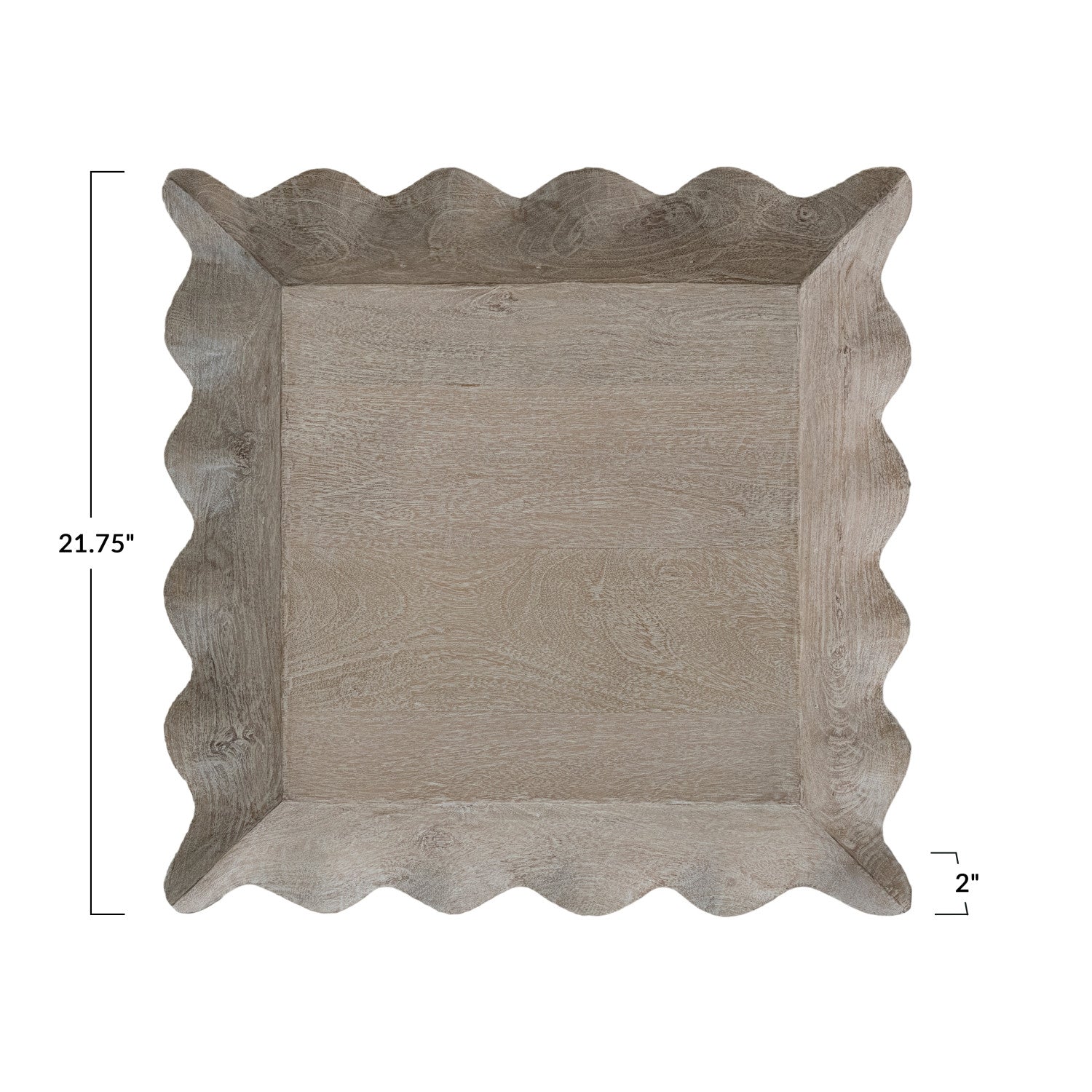 Whitewashed Mango Wood Scalloped Tray