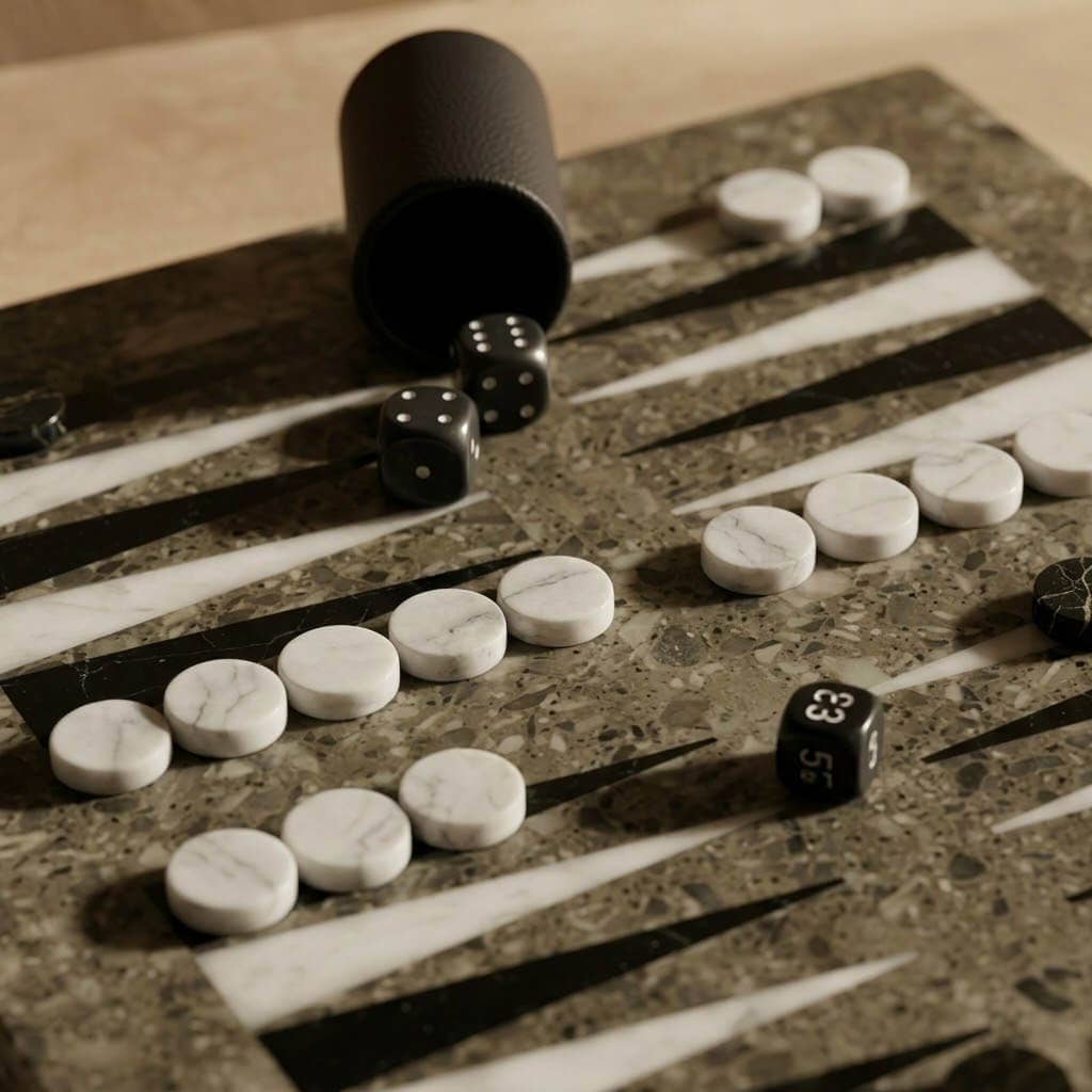 Black & White Marble Backgammon Set