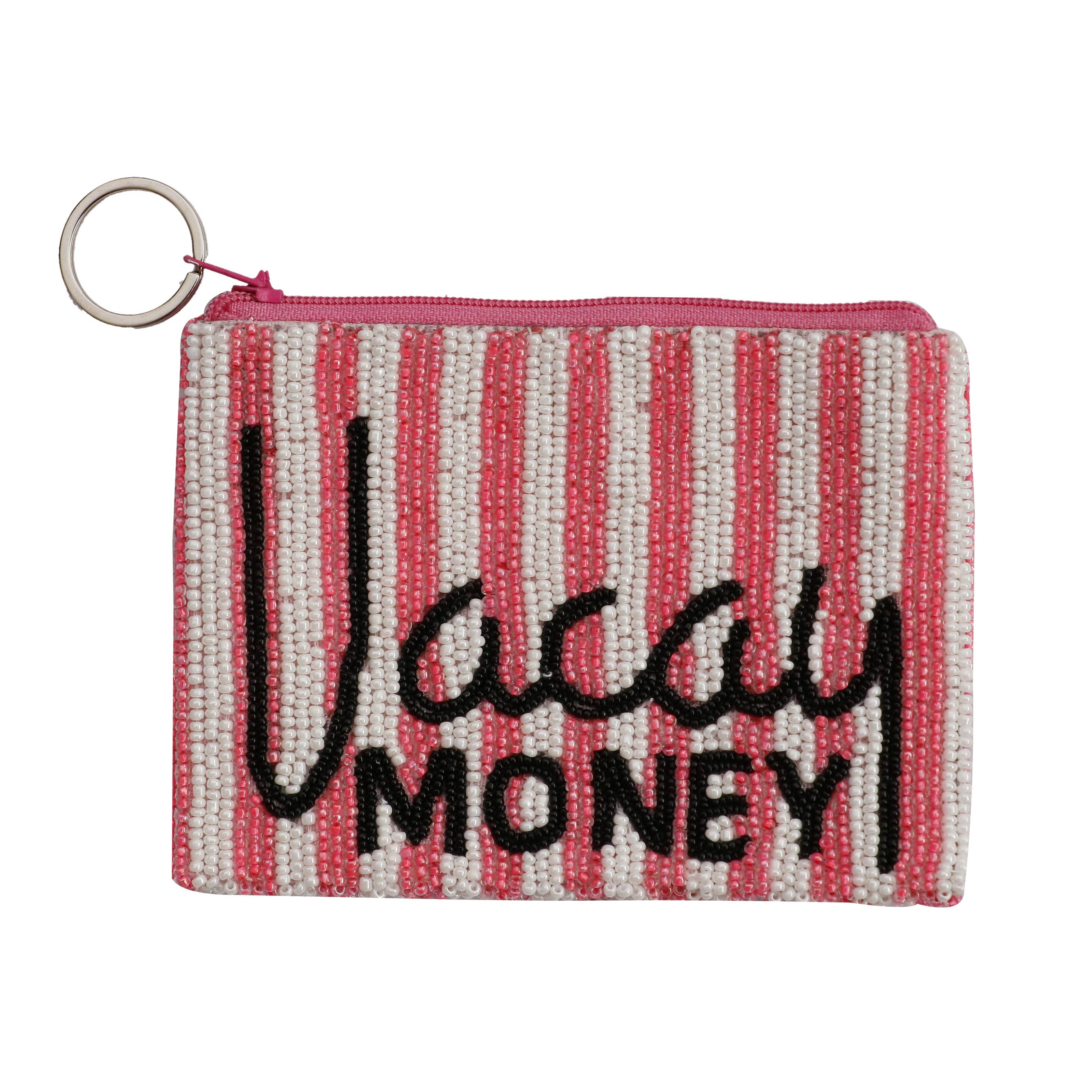 Vaycay Money White/Pink Stripe Coin Purse