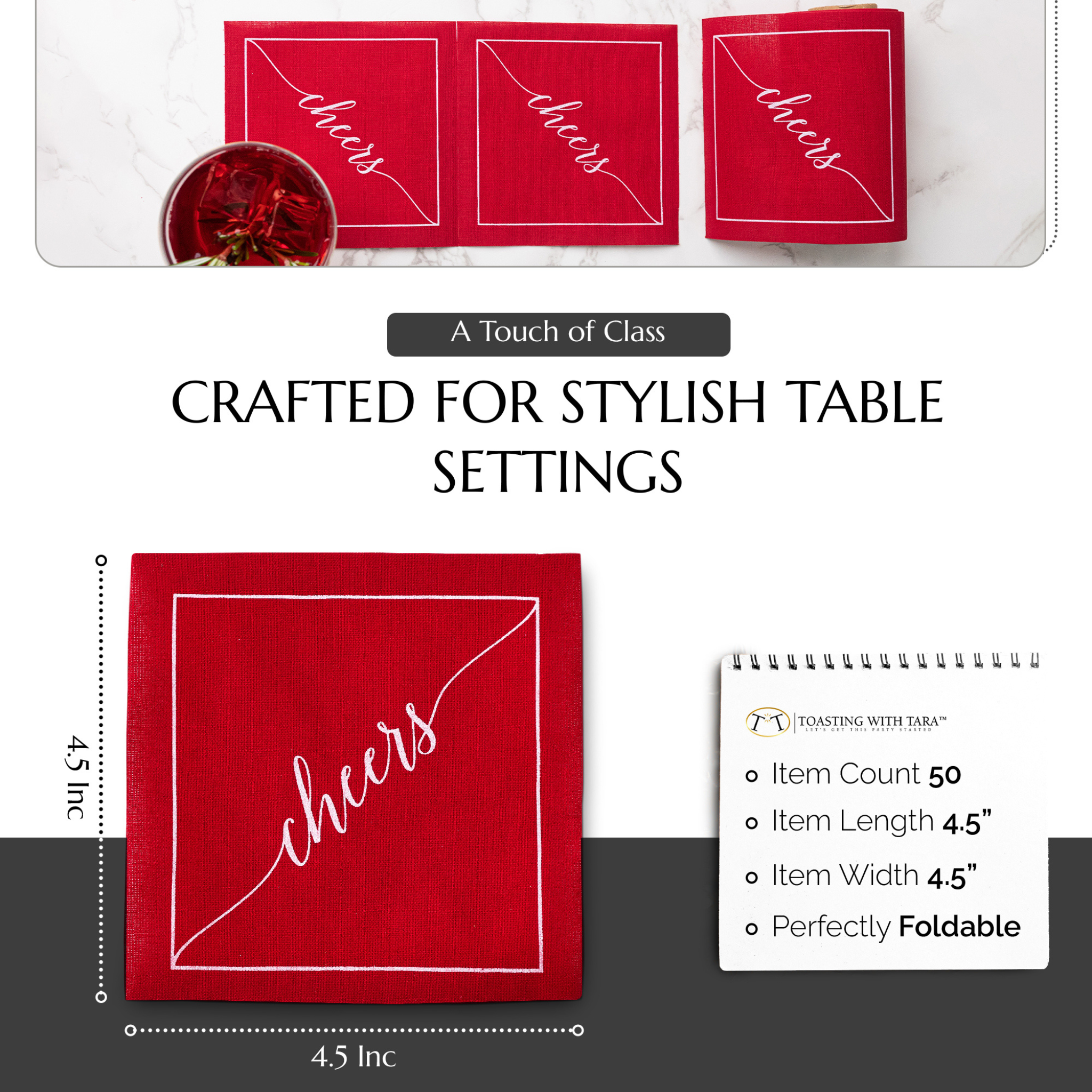 Cocktail Napkins | Red Carpet Disposable Cotton