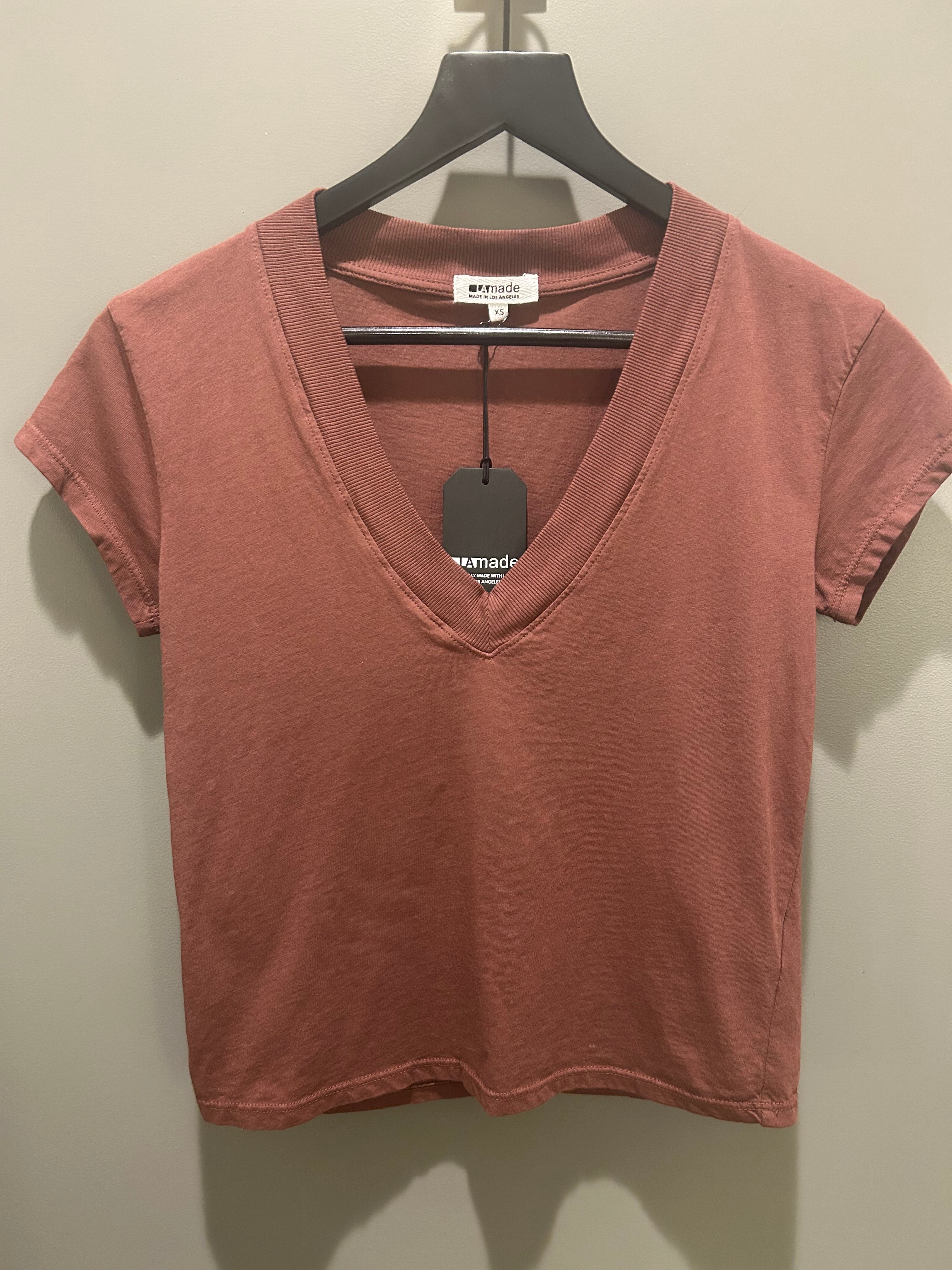 Suri Organic Deep V Cap Sleeve Tee