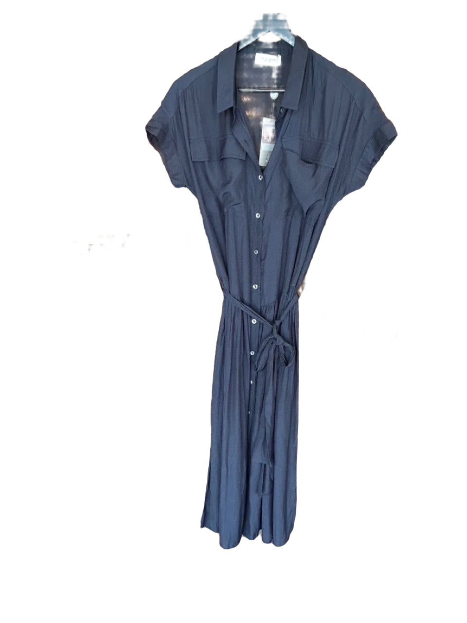 D Satin Belted Shirt Dress