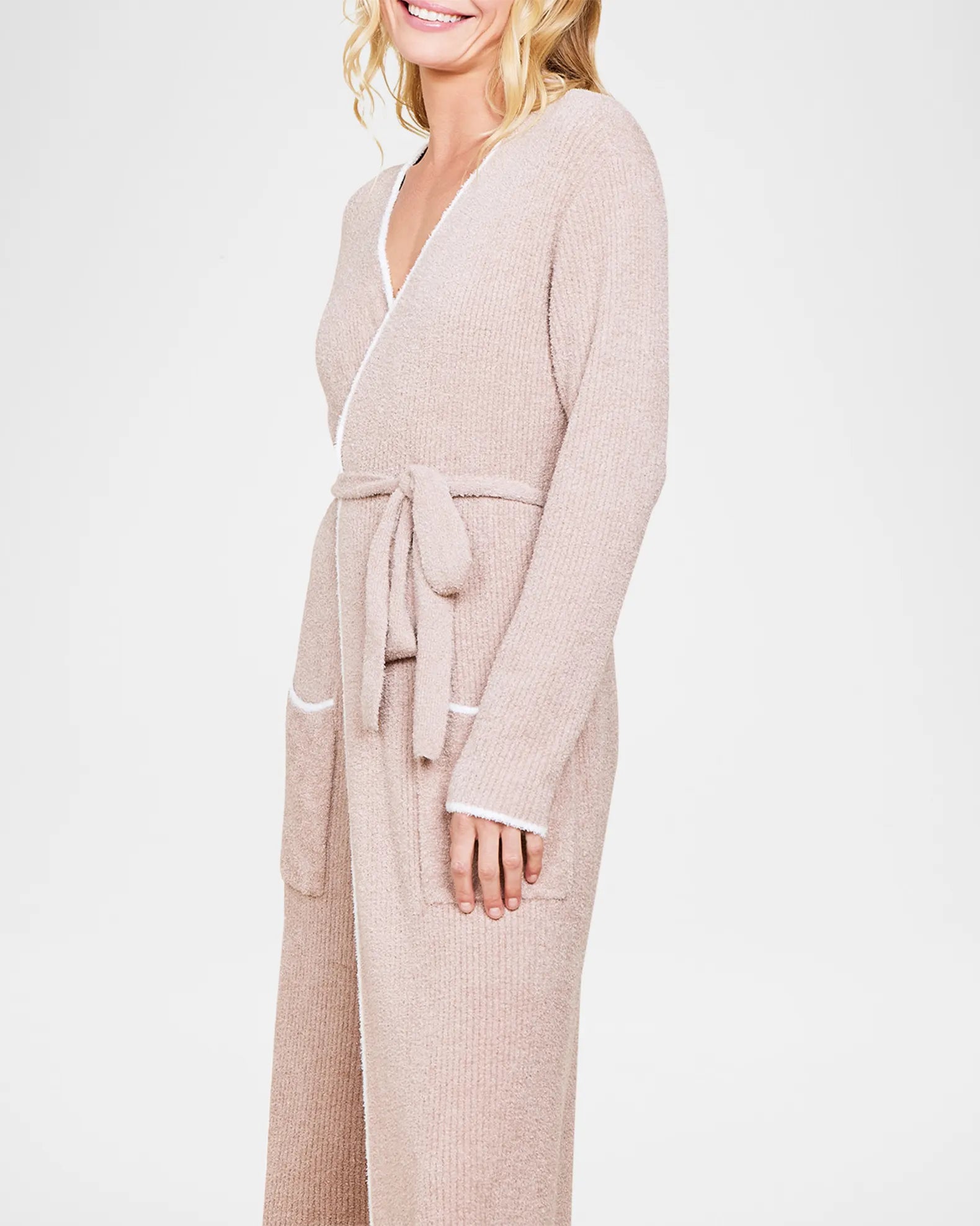 CozyChic Lite Contrast Stripe Ribbed Robe