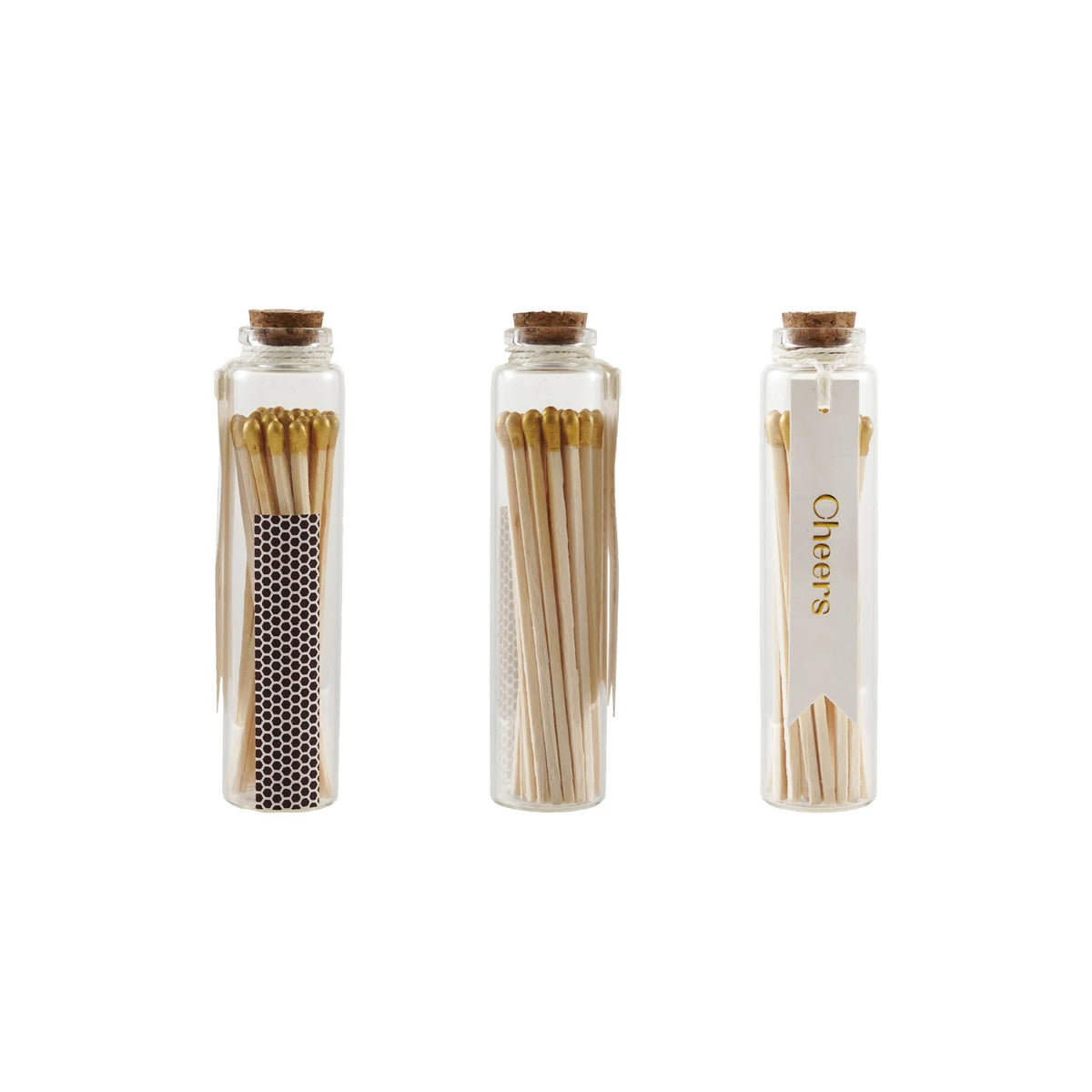 25ct Glass Match Holder w/ Tag & Striker