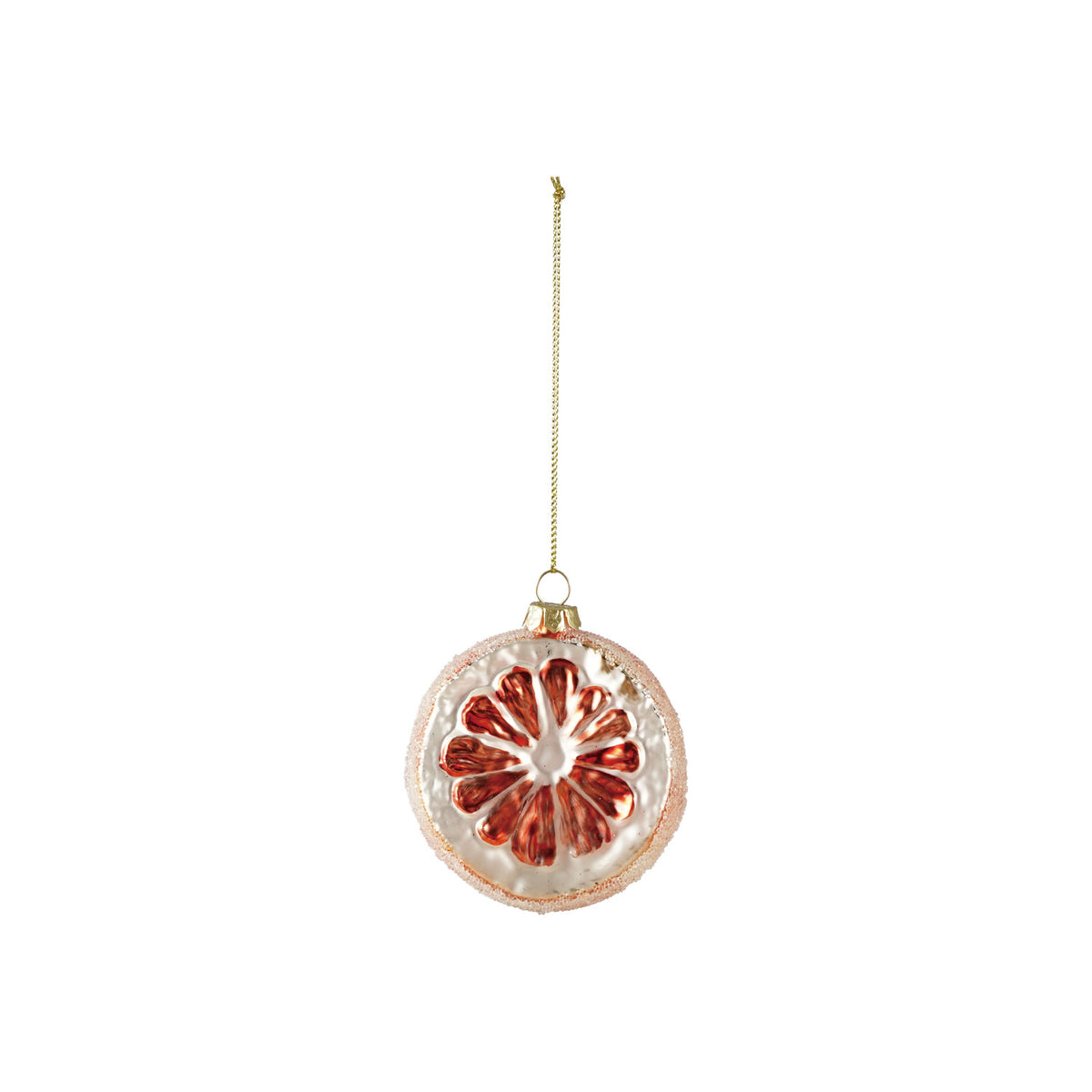 Glass Orange Slice Ornament w/Sugar
