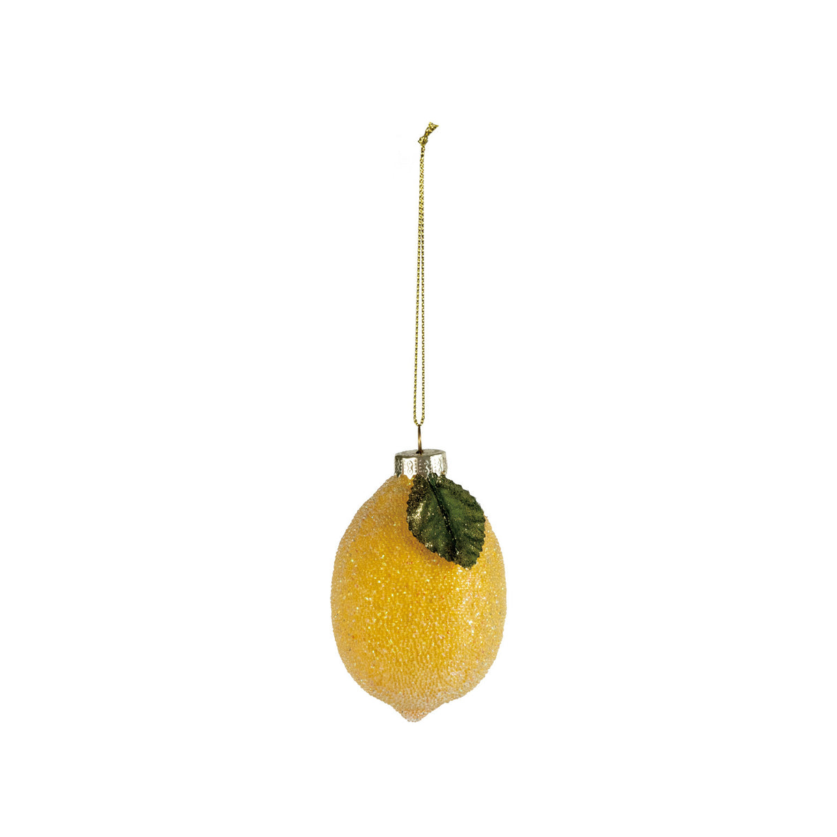 Glass Lemon Ornament w/ Glitter & Sugar
